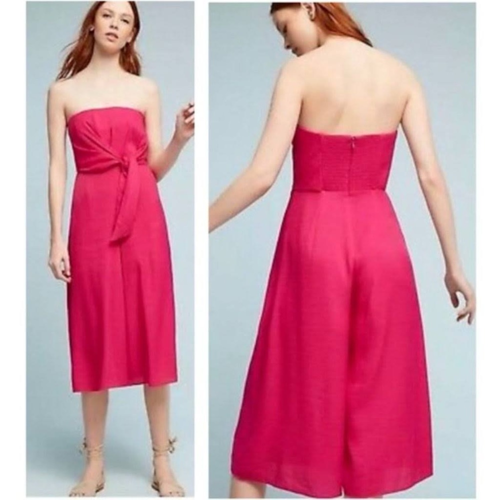 Maeve Hot Pink Strapless Jumpsuit 0